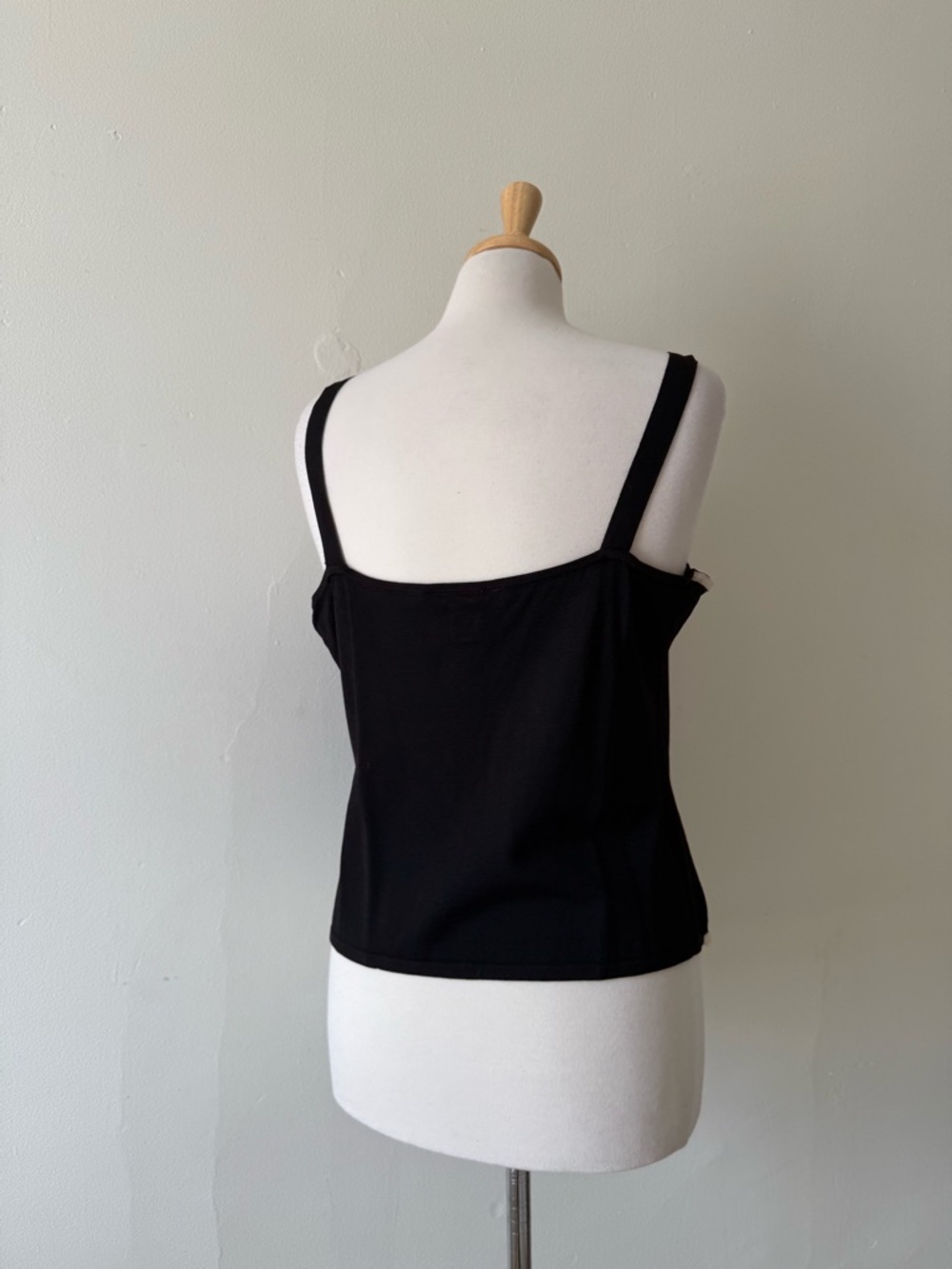 Black Embroidered Camisole Top White Floral Cottagecore Coquette - Picture 3 of 7